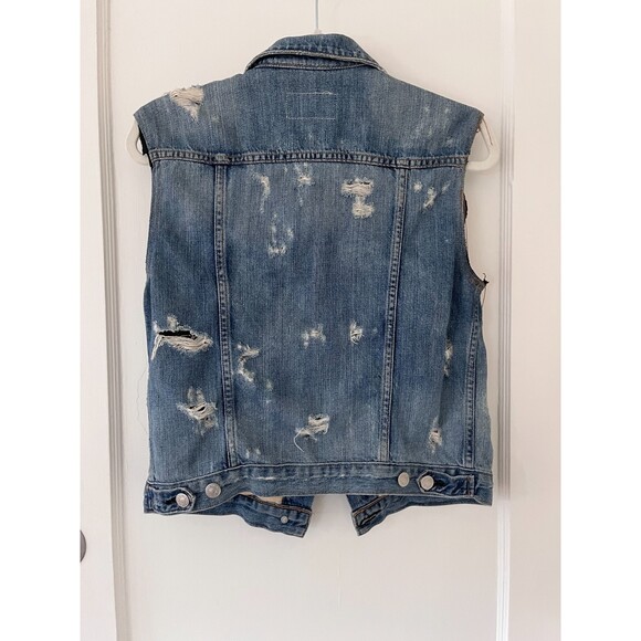 Rag & Bone Jean Women's Denim Collared Button Up Jean Vest Destroyed Tattered XS - Picture 4 of 4